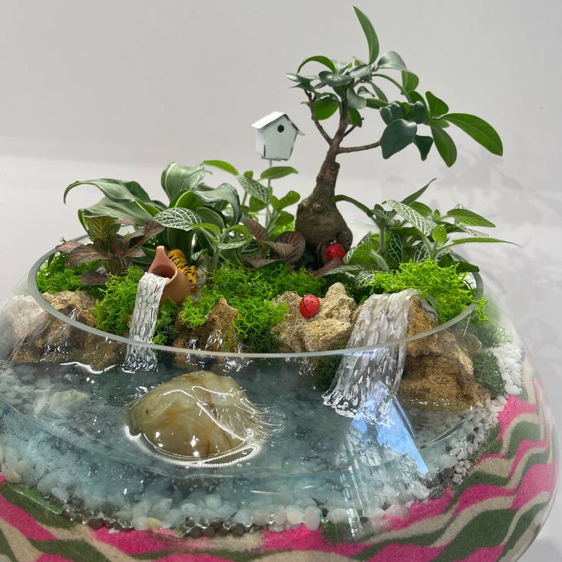 Флорариум с деревцем Бонсай "Очаровательный песочный оазис"